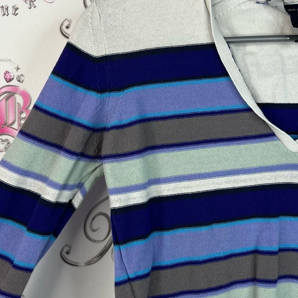 French Connection long sleeve stripes white grey Blue and White Striped Top
